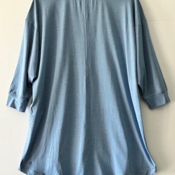 Athleta Tranquility Casual Shirt Tunic Blue 3/4 Sleeve Workout Overized M Active - Picture 3 of 8